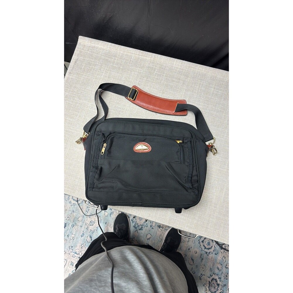 Samsonite Vintage Black Ballistic Nylon Briefcase Messenger Bag